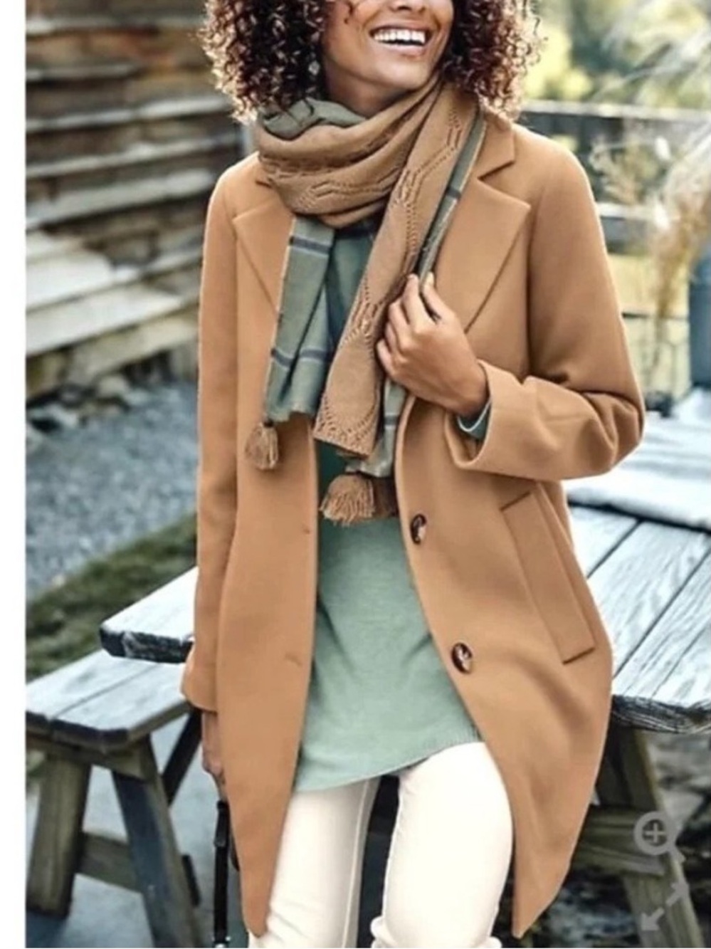 J. Jill Vicuna Soft-Brushed Wool Blend Trench Coat Long Sz med,camel,tan,classic